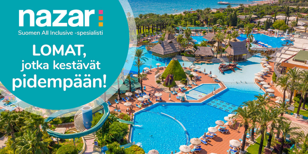 Matkabongaukset Nazarin KesäALE: Säästä jopa 360 € per henkilö All Inclusive -lomista