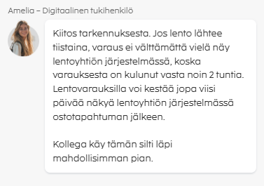 Sembon asiakaspalvelun tekoäly-chat ohjaa oikealle asiakaspalvelijalle
